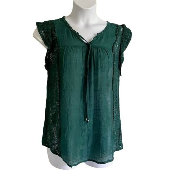 No Boundaries Sleeveless Teal Top with Lace Sides XL - Picture 2 of 8
